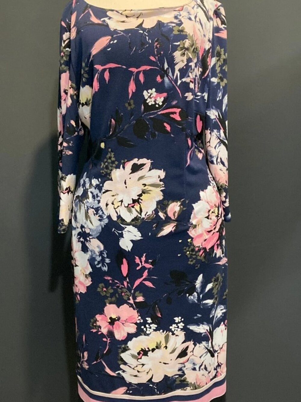 INC International Concepts Floral Navy Pink Dress Size Large